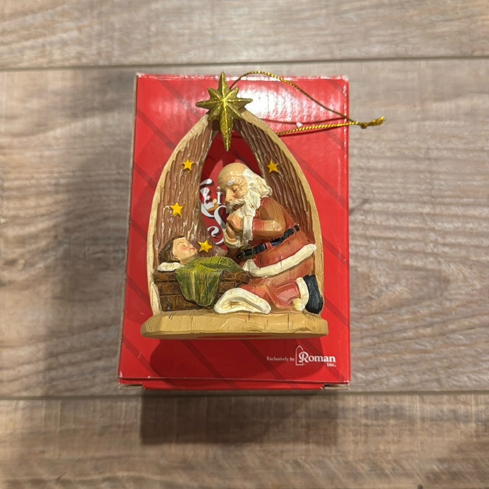 Roman Inc Kneeling Santa Ornament W/ Box Great Condition